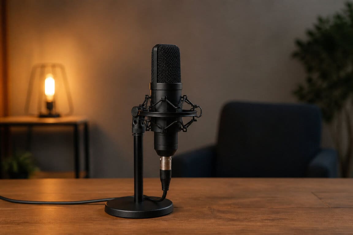 a microphone placed in the center of the table